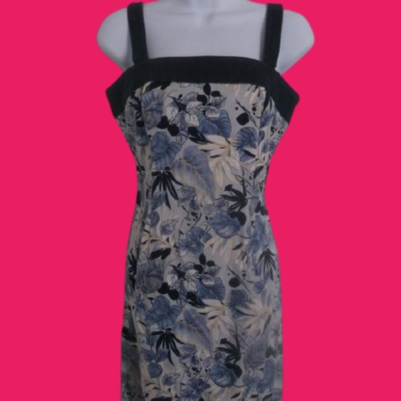 Vintage Blue Floral Dress Size 6 - Picture 1 of 2